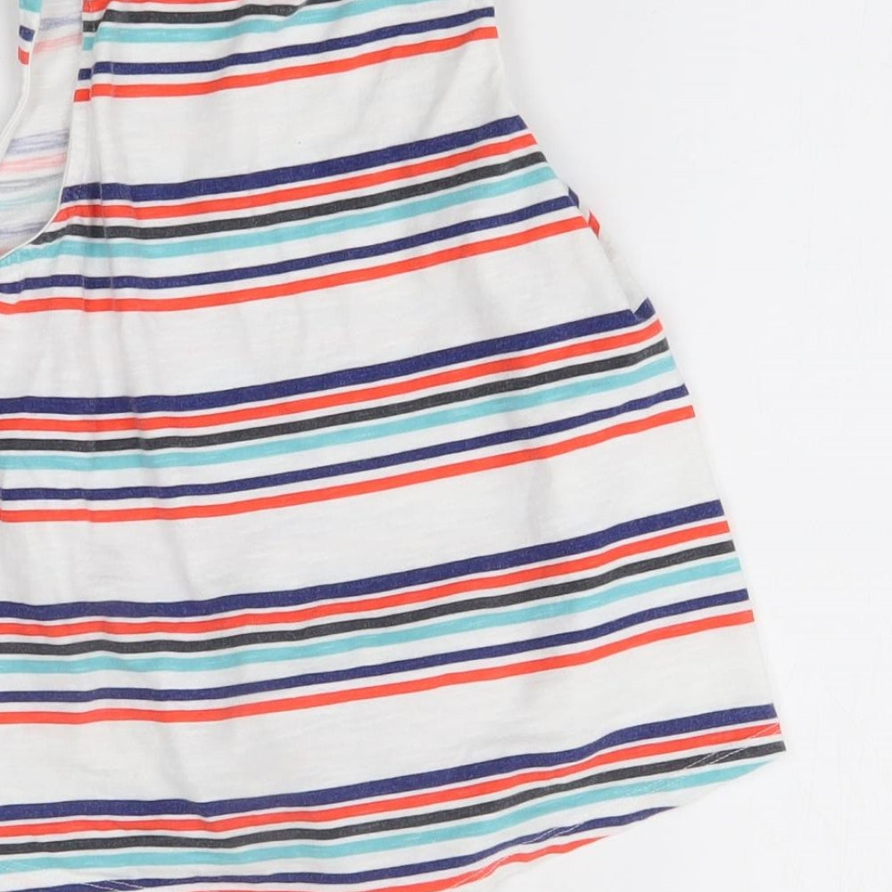 NEXT Girls White Striped Basic Tank Size 7 Years
