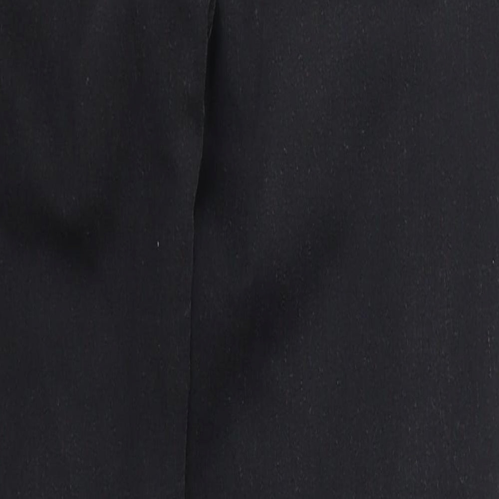 Brand and care label for Topshop women’s black denim skinny jeans, size UK 27, in, 26-inch leg