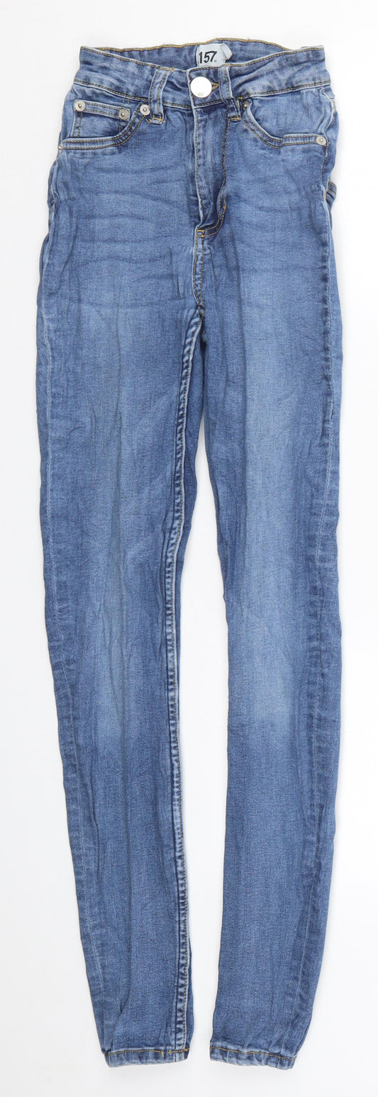 Additional front view of 157 women’s blue denim skinny jeans, size UK 23, in, 28.5-inch leg