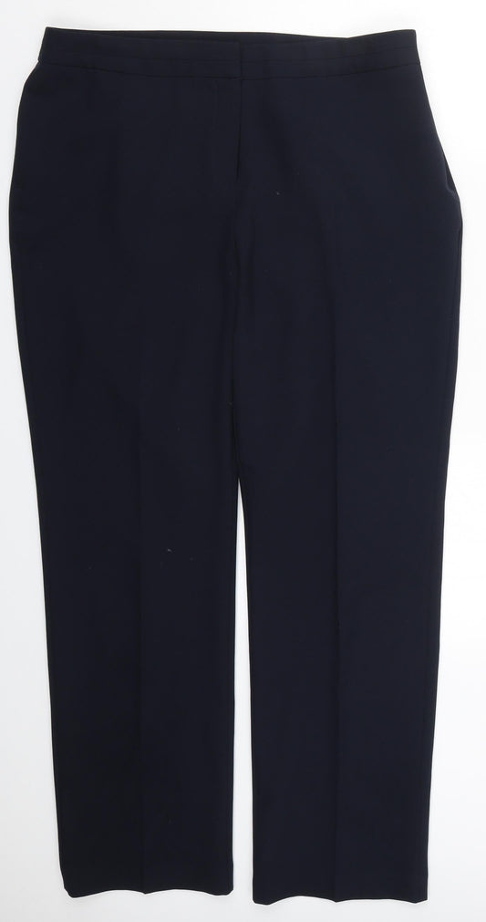 Additional front view of Bonmarché women’s blue trousers, size UK 14, 29.5-inch leg