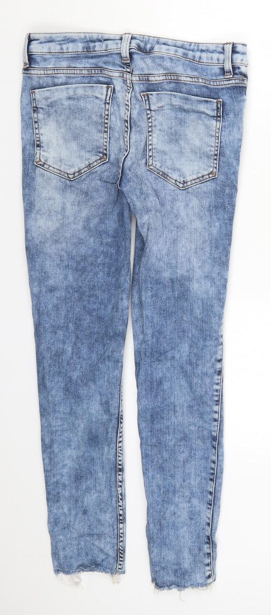 Denim Co Womens Blue Denim Skinny Jeans Size 8 L26 in - Distressed Hem