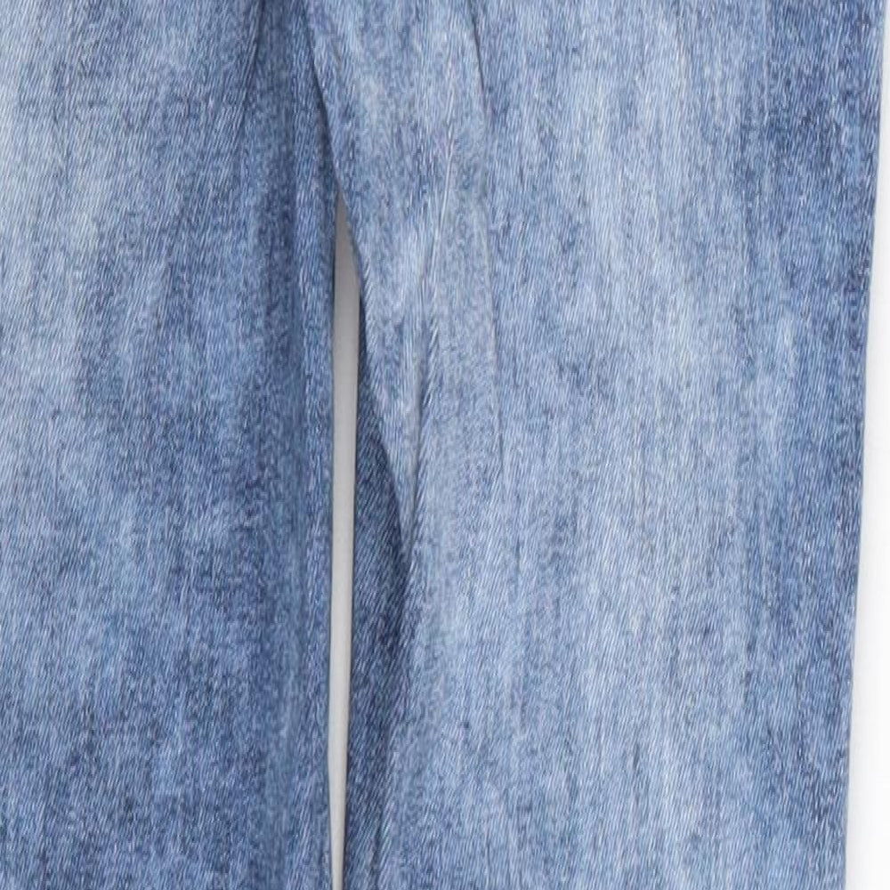 Brand and care label for Denim Co women’s blue denim skinny jeans, size UK 8, 26-inch leg - distressed hem