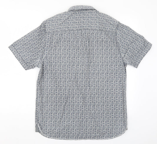 Sandstone & Co Mens Blue Geometric Button-Up Size M