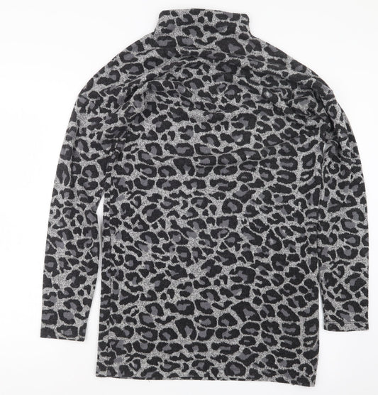 Oasis Womens Black Animal Print Jumper Dress Size S