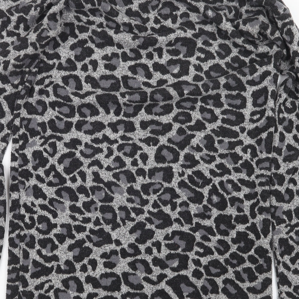 Oasis Womens Black Animal Print Jumper Dress Size S