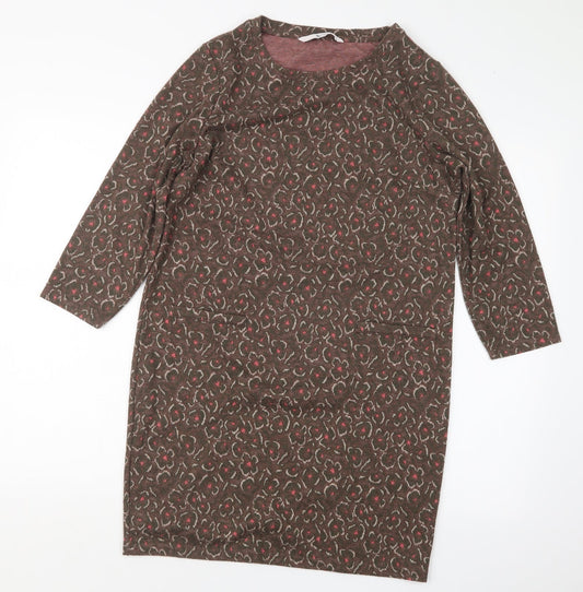 Additional front view of Tu women’s brown geometric jumper dress, size UK 10