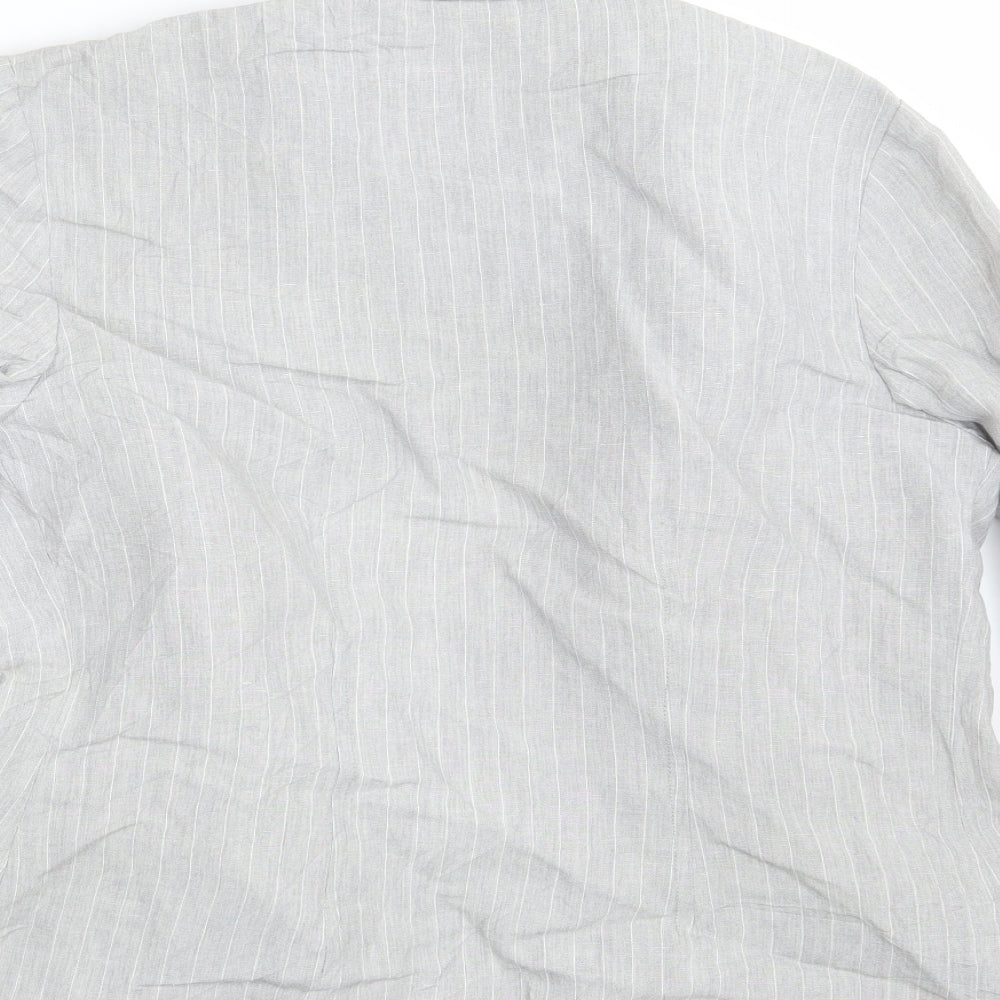 Brand and care label for Liz Claiborne women’s grey striped jacket blazer, size UK 10