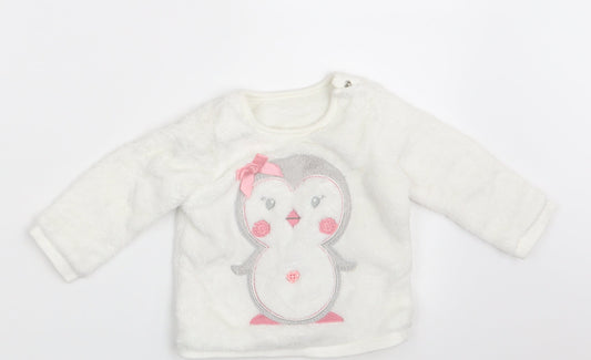 George Girls White Pullover Jumper Size 6-9 Months
