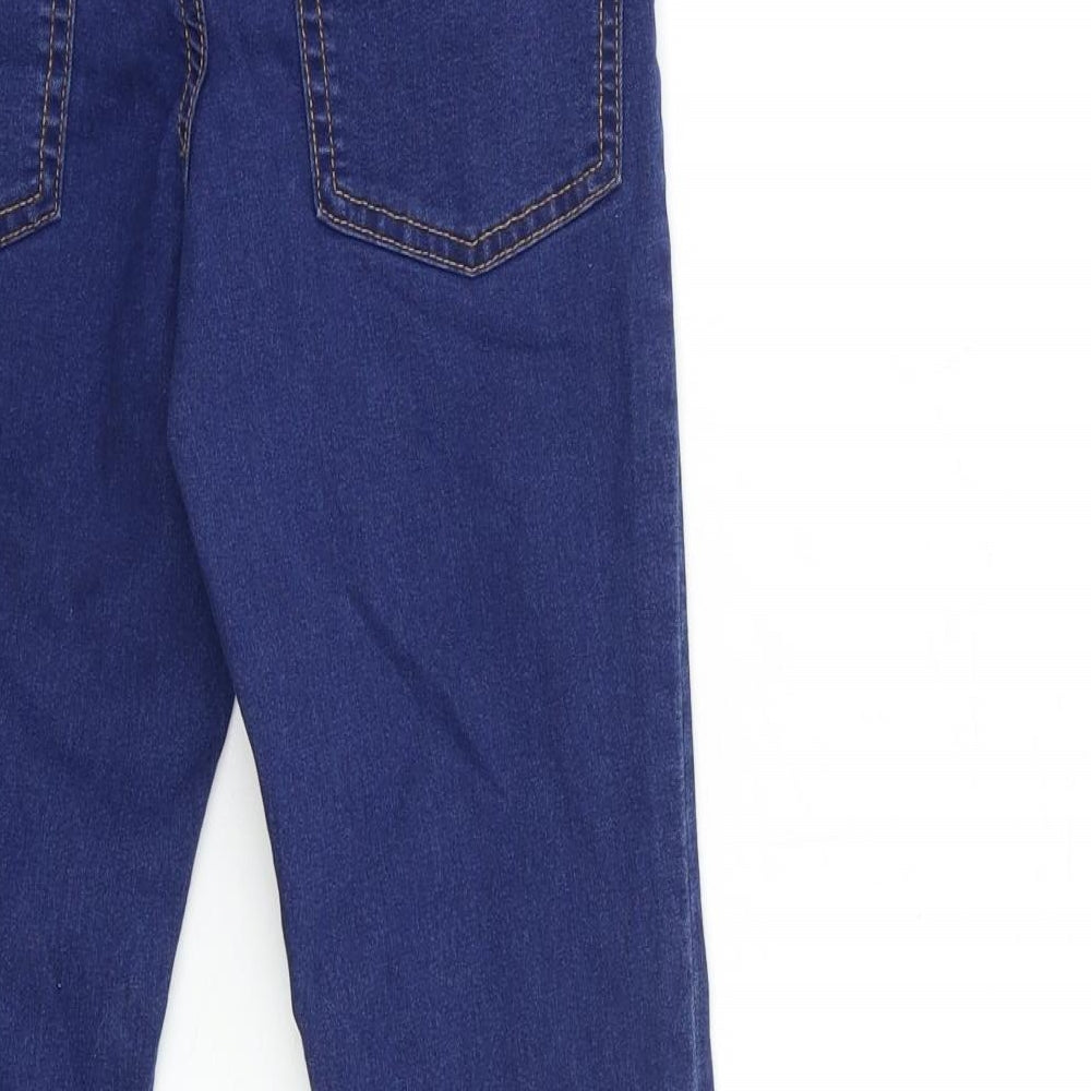 Brand and care label for Denim & Co. women’s blue denim skinny jeans, size UK 8, 27-inch leg