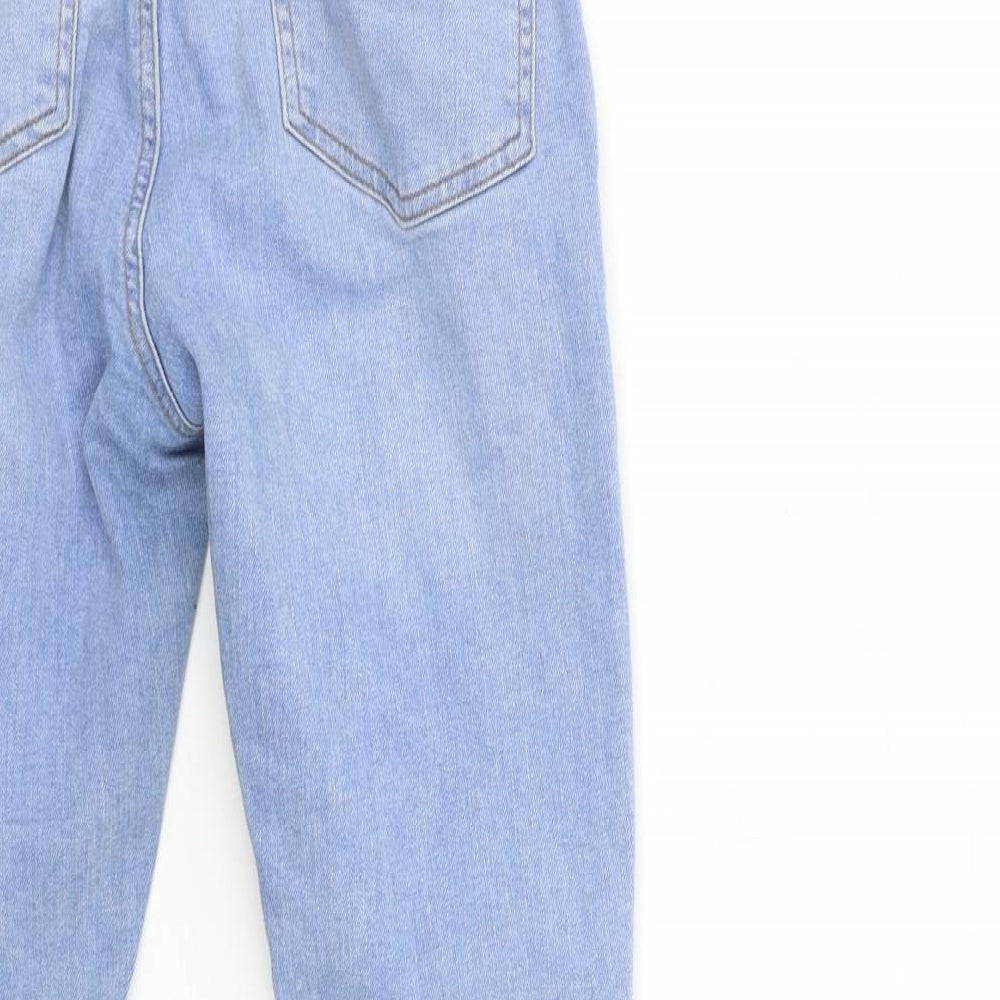 Brand and care label for Denim & Co. women’s blue denim skinny jeans, size UK 8, 28-inch leg
