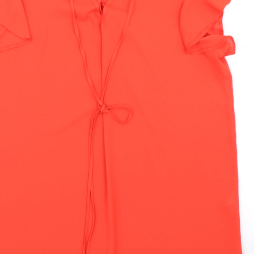 Brand and care label for Papaya women’s red basic blouse, size UK 14