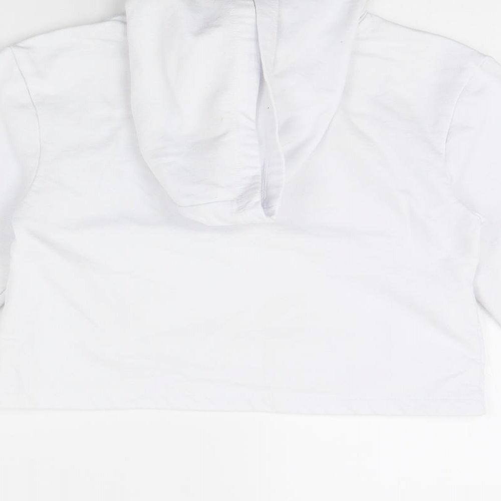 Brand and care label for Primark girls’ white pullover hoodie, size 9, years