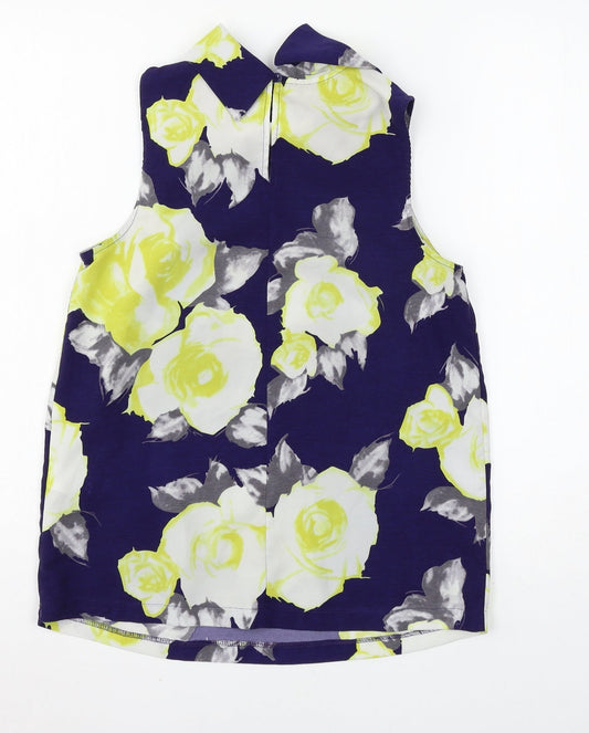 Papaya Womens Blue Floral Basic Blouse Size 8