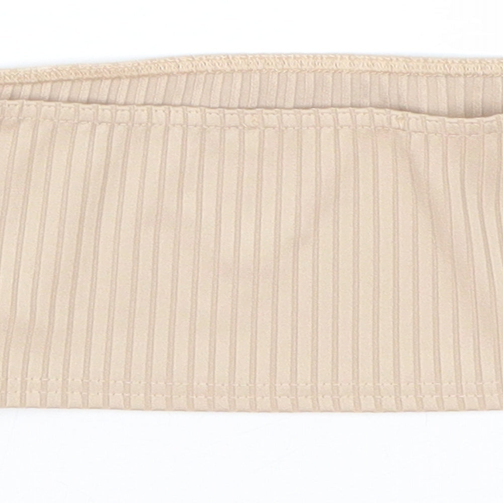 Womens UK Size 8 Missguided Beige Cropped T-Shirt