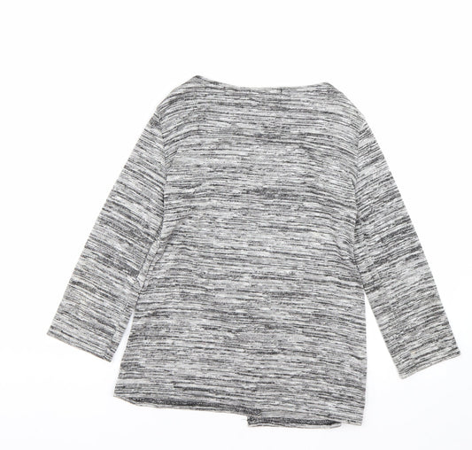 Boohoo Womens Grey Striped Cardigan Jumper Size 8