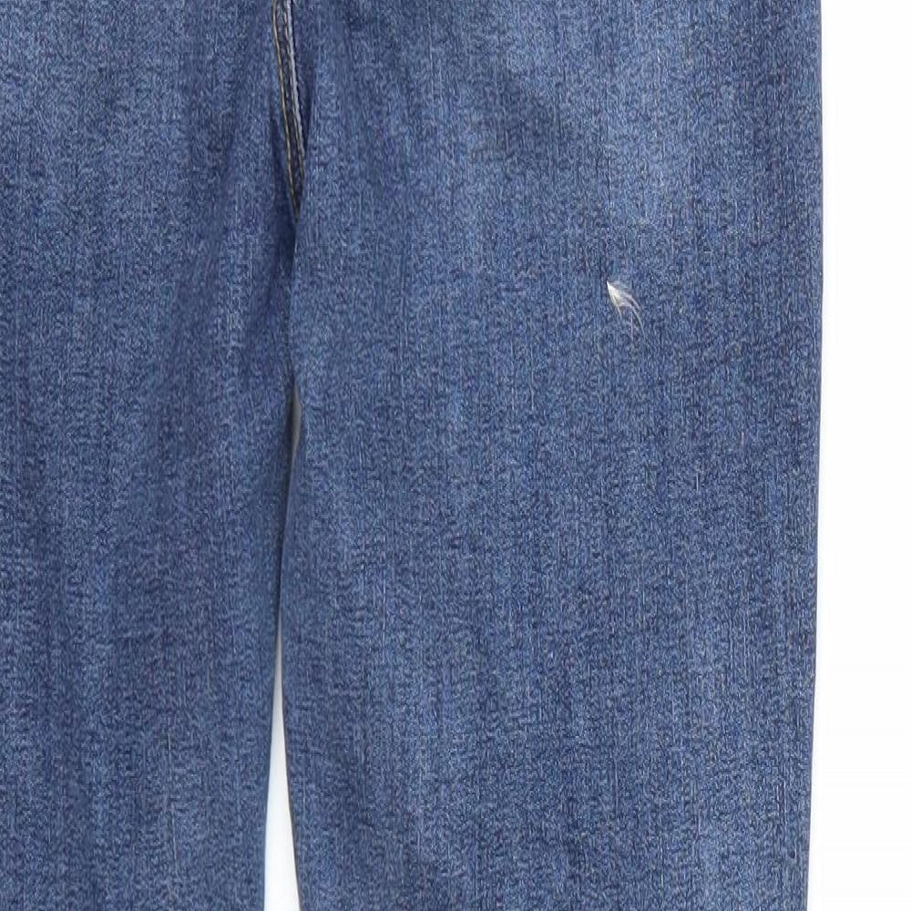 Brand and care label for Denim co women’s blue denim skinny jeans, size UK 10, 27-inch leg