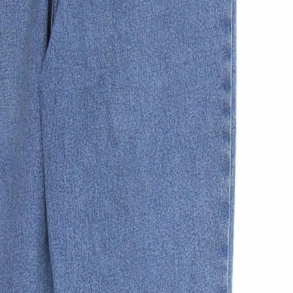Brand and care label for Denim co women’s blue denim skinny jeans, size UK 10, 28-inch leg