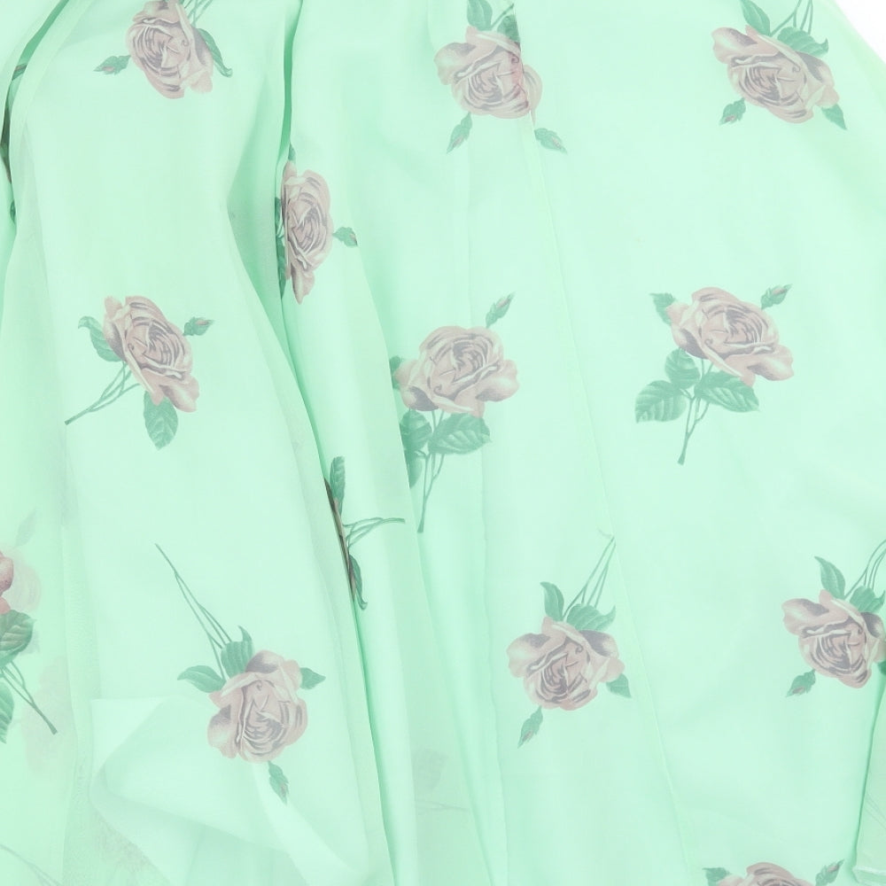 Preworn Womens Green Floral A-Line Skirt Size 30 in