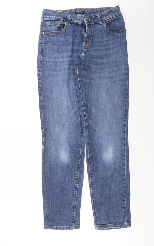 Additional front view of Tu women’s blue denim skinny jeans, size UK 10, 28-inch leg