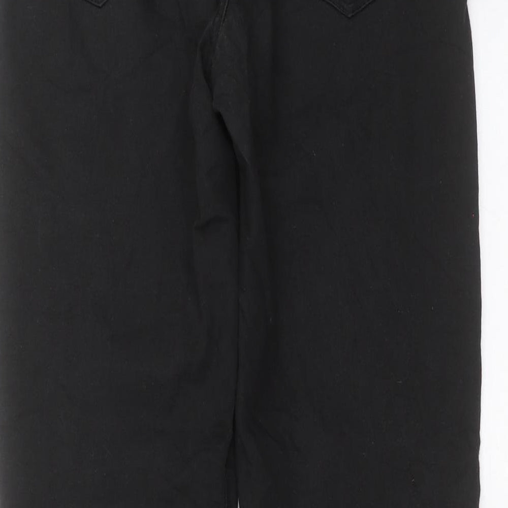 Brand and care label for Bershka women’s black denim skinny jeans, size UK 8, 28-inch leg