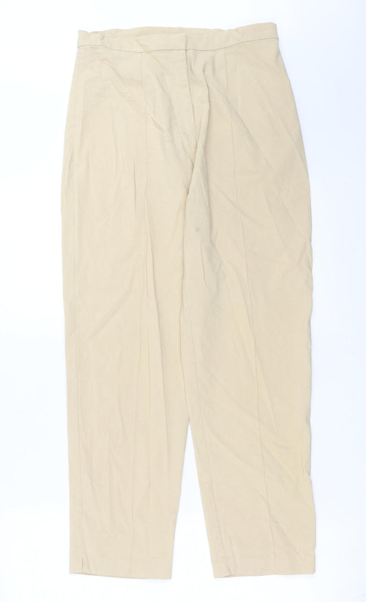 Womens UK Size 12 Debenhams Regular Fit Beige Trousers