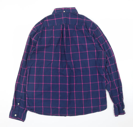 Mens UK Size L H&M Blue Button-Up Long Sleeve Casual Shirt