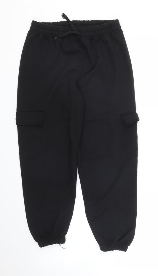 Womens UK Size M Boohoo Regular Fit Sweatpants Black Trousers