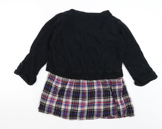 George Womens Black Plaid Pullover Jumper Size M