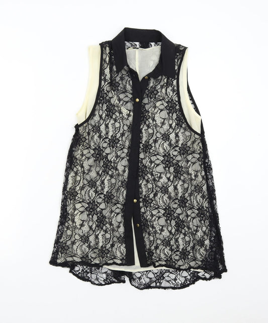 Womens UK Size 10 Miss Selfridge Blue Basic Button-Up