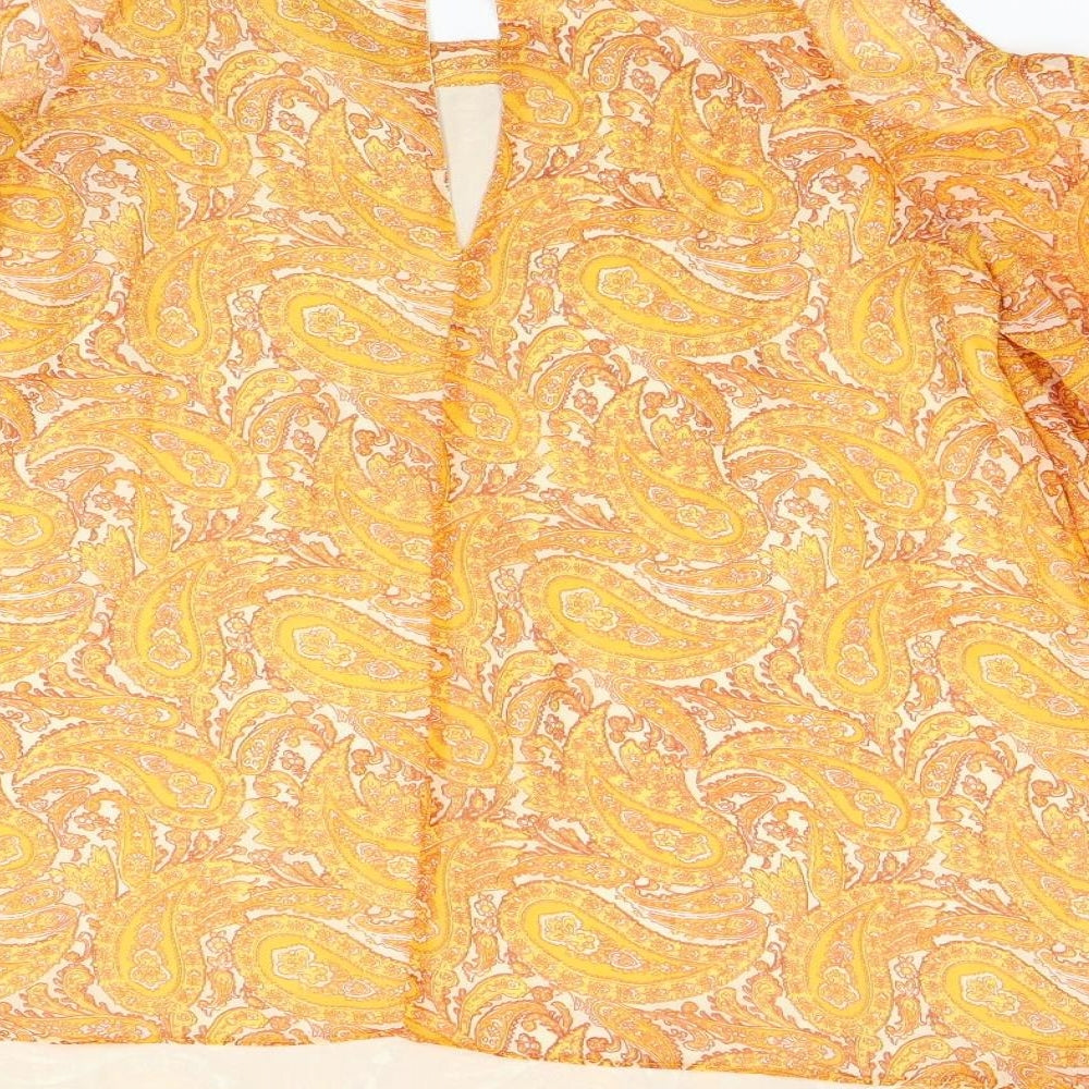 F&F Womens Orange Paisley Basic Blouse Size 10