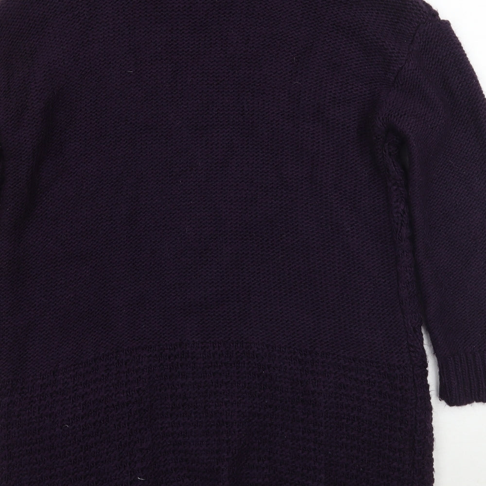 Brand and care label for Tu women’s purple cardigan jumper, size UK 8