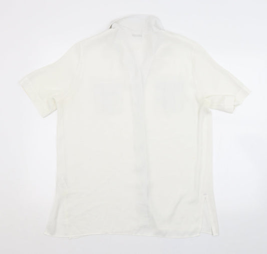 M&S Womens White Basic Button-Up Size 14