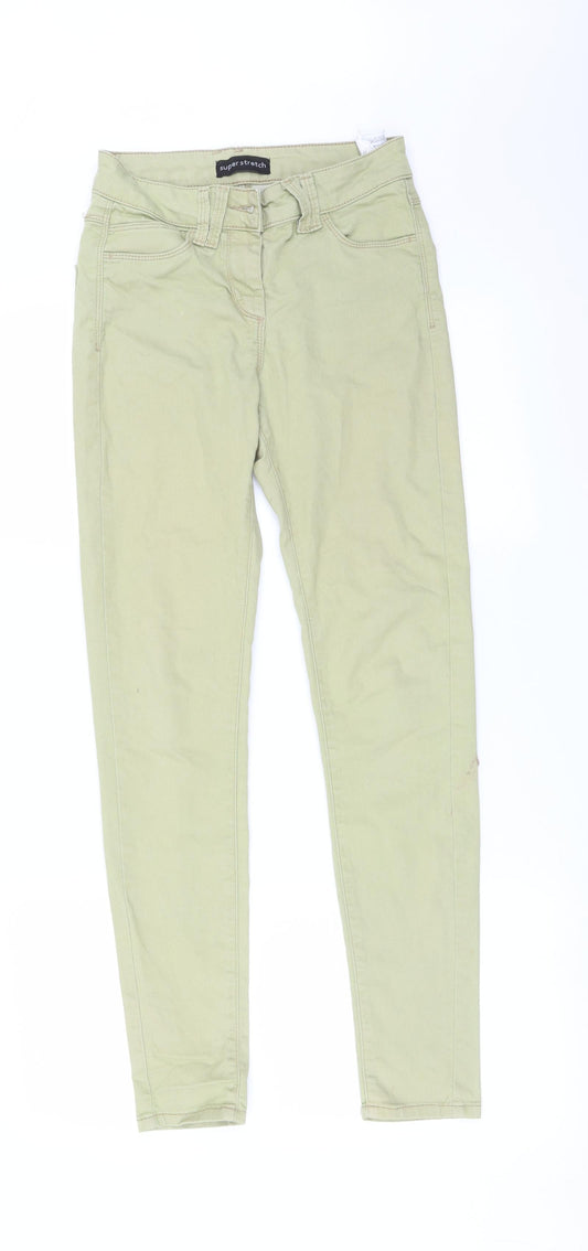 Additional front view of Marks & Spencer women’s green skinny jeans, size UK 6, 28-inch leg
