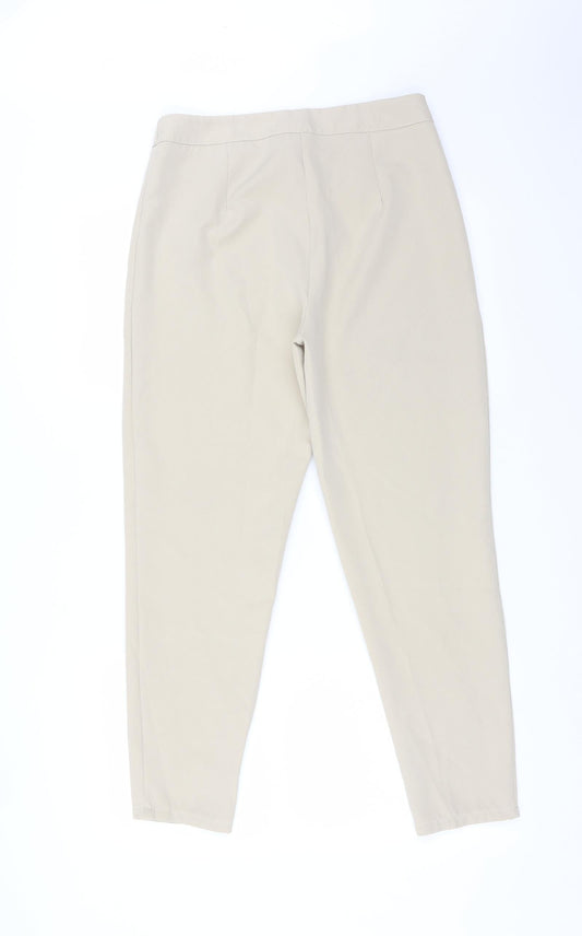 Womens UK Size 10 Boohoo Regular Fit Beige Trousers