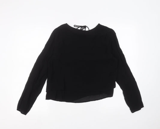 Miss Selfridge Womens Black Basic T-Shirt Size 12
