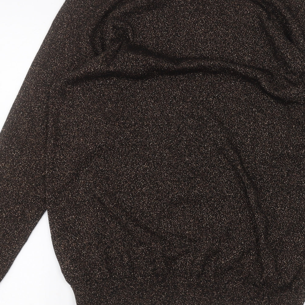 Womens UK Size 8 Warehouse Black Basic T-Shirt