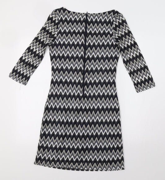 Uttam London Womens Grey Striped Fit & Flare Size 10 - Zig Zag