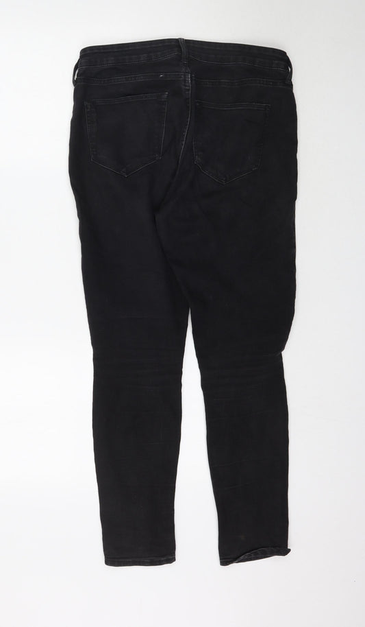 Womens UK Size M Preworn Regular Fit Skinny Black Jeans