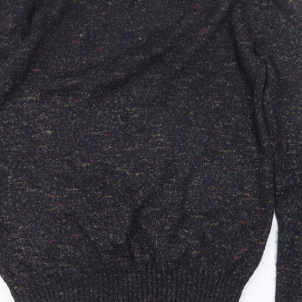 Brand and care label for Cedarwood State men’s blue knit jumper, size M
