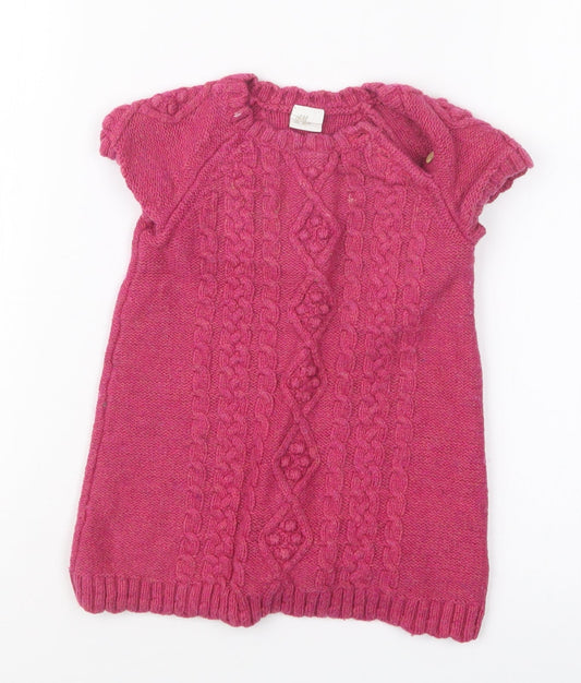 H&M Girls Pink Knit Pullover Jumper Size 9-12 Months