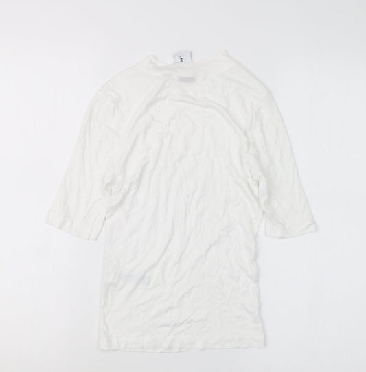 Womens UK Size 8 COLLUSION White Basic T-Shirt