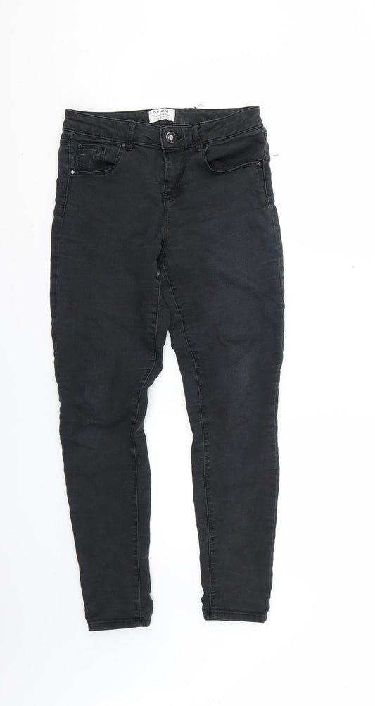 Additional front view of Miss Selfridge women’s black skinny jeans, size UK 8, 25-inch leg
