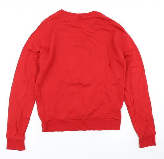 Back view of Divided women’s red pullover sweatshirt, size XS, - looney tunes christmas sweater