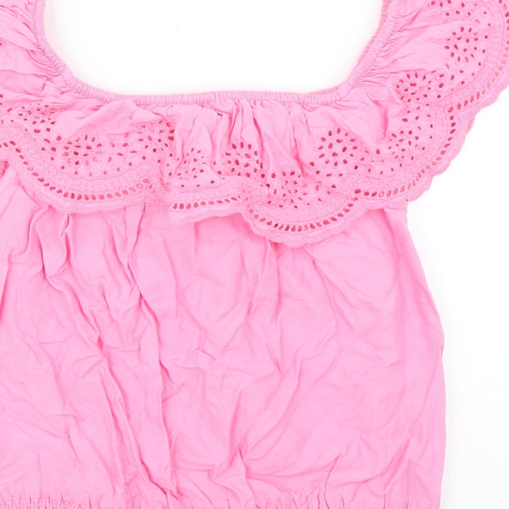 H&M Girls Pink Cropped T-Shirt Size 11 Years