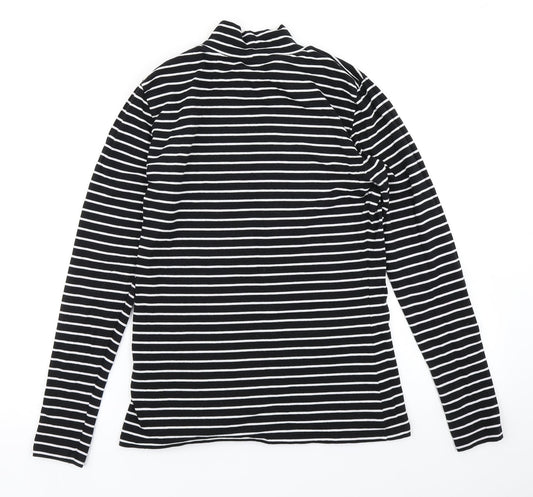 M&S Womens Black Striped Basic T-Shirt Size 10