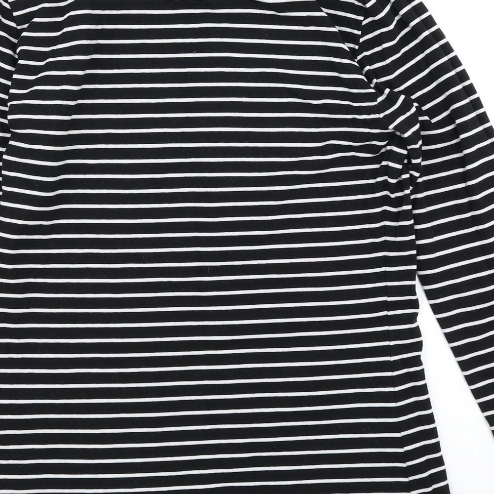 M&S Womens Black Striped Basic T-Shirt Size 10