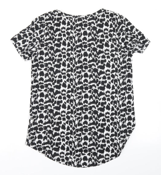 Nutmeg Womens Black Animal Print  Basic T-Shirt Size 8