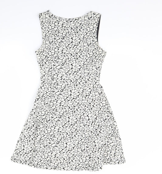 Divided Womens Black Floral Fit & Flare Size 8