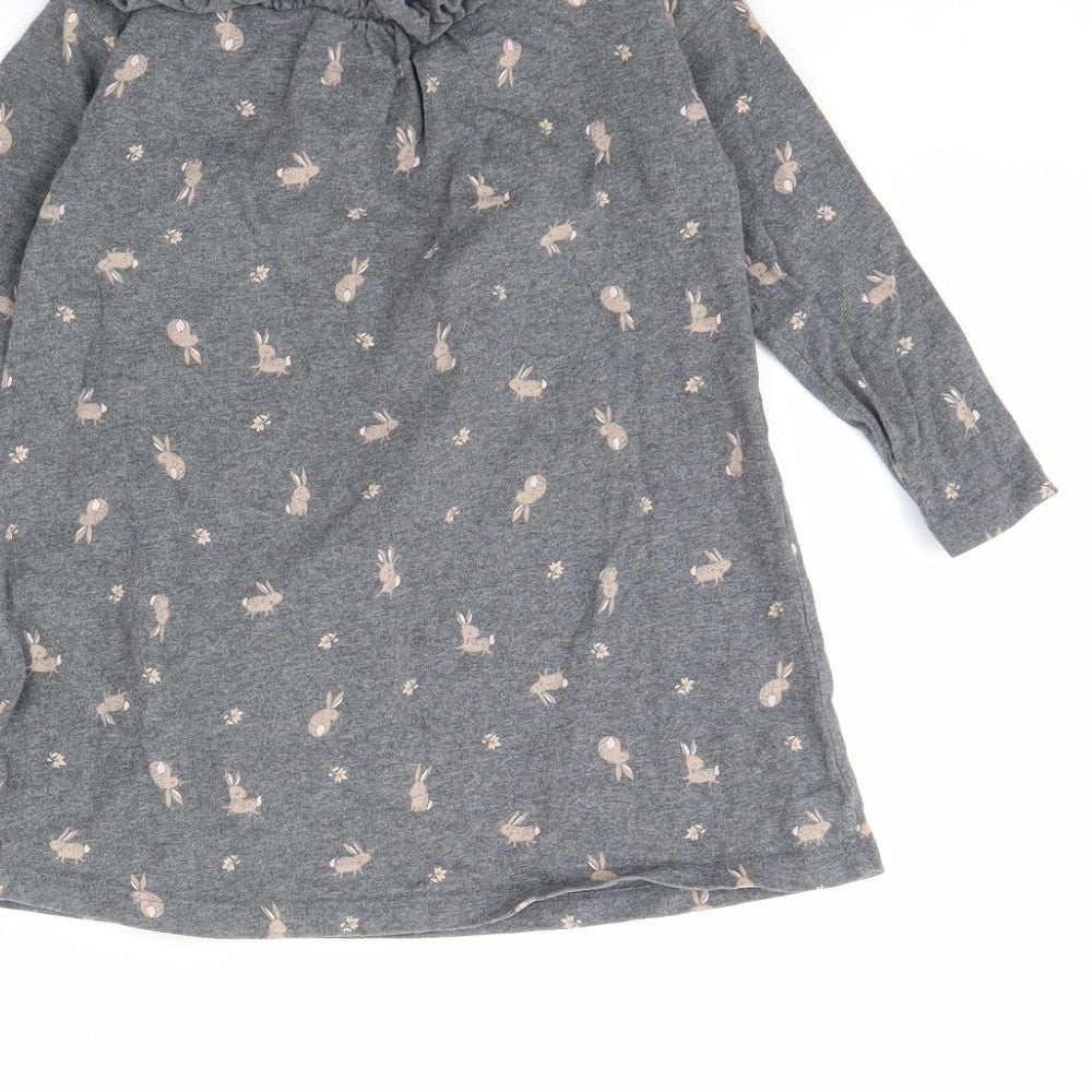 NEXT Girls Grey Animal Print Jumper Dress Size 18 Months
