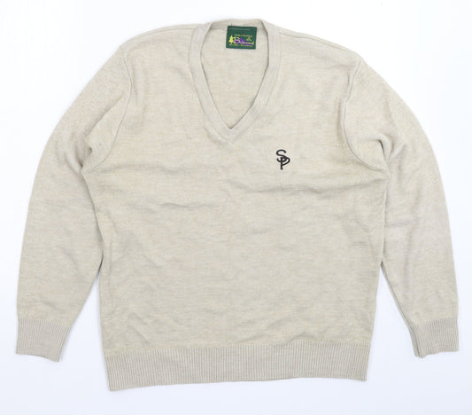 Mens UK Size L Balmoral Beige Pullover Jumper